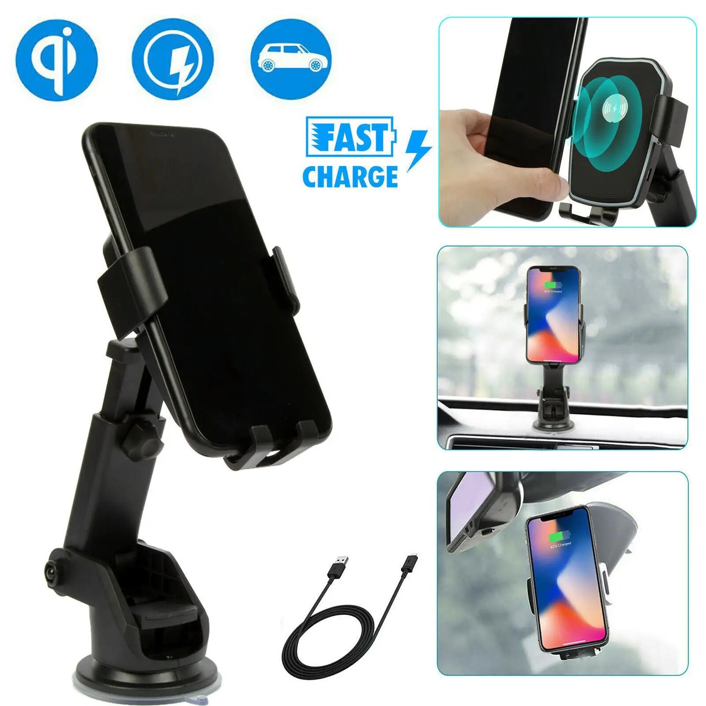 Qi Wireless Fast Charger Stand 2 in 1 For Cell Phone