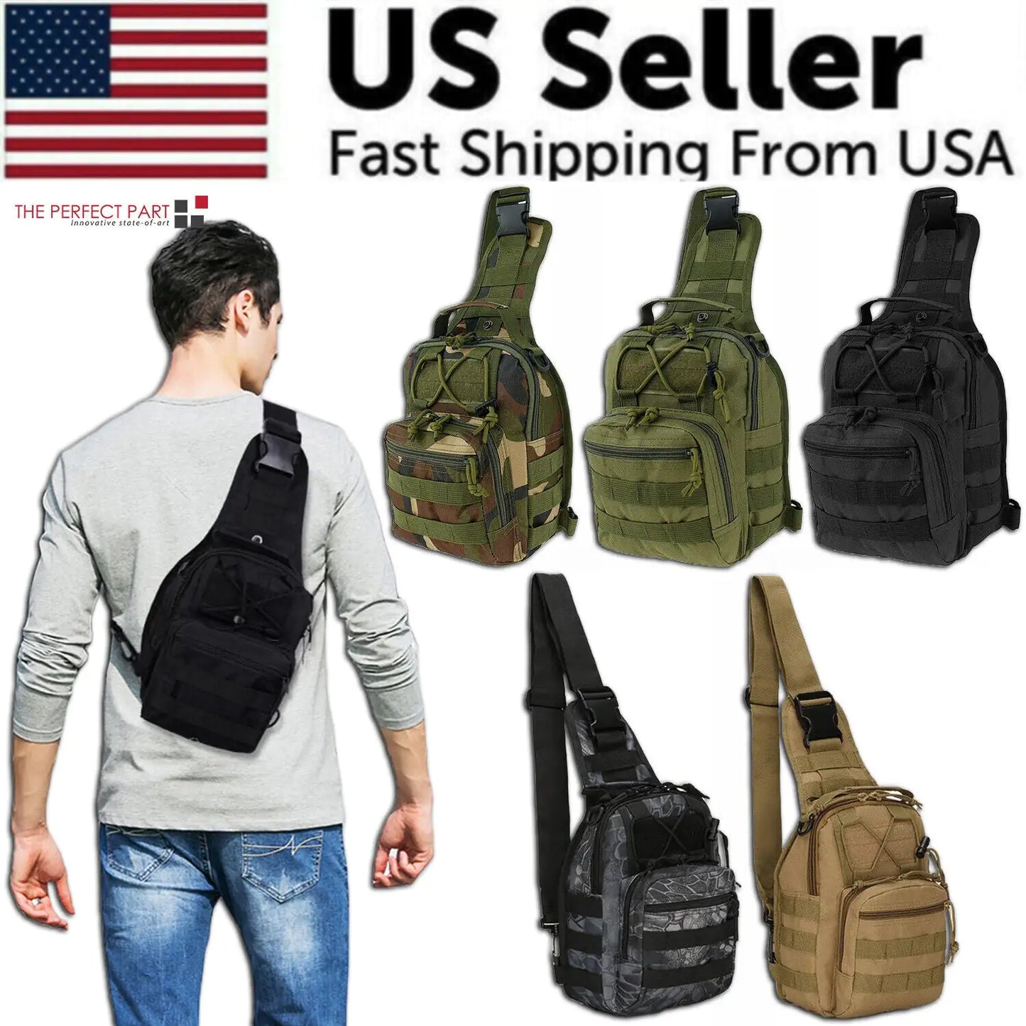 Men's Tactical Sling Backpack Molle Chest Pack – Outdoor Hiking, Travel & Military-Grade Shoulder Bag