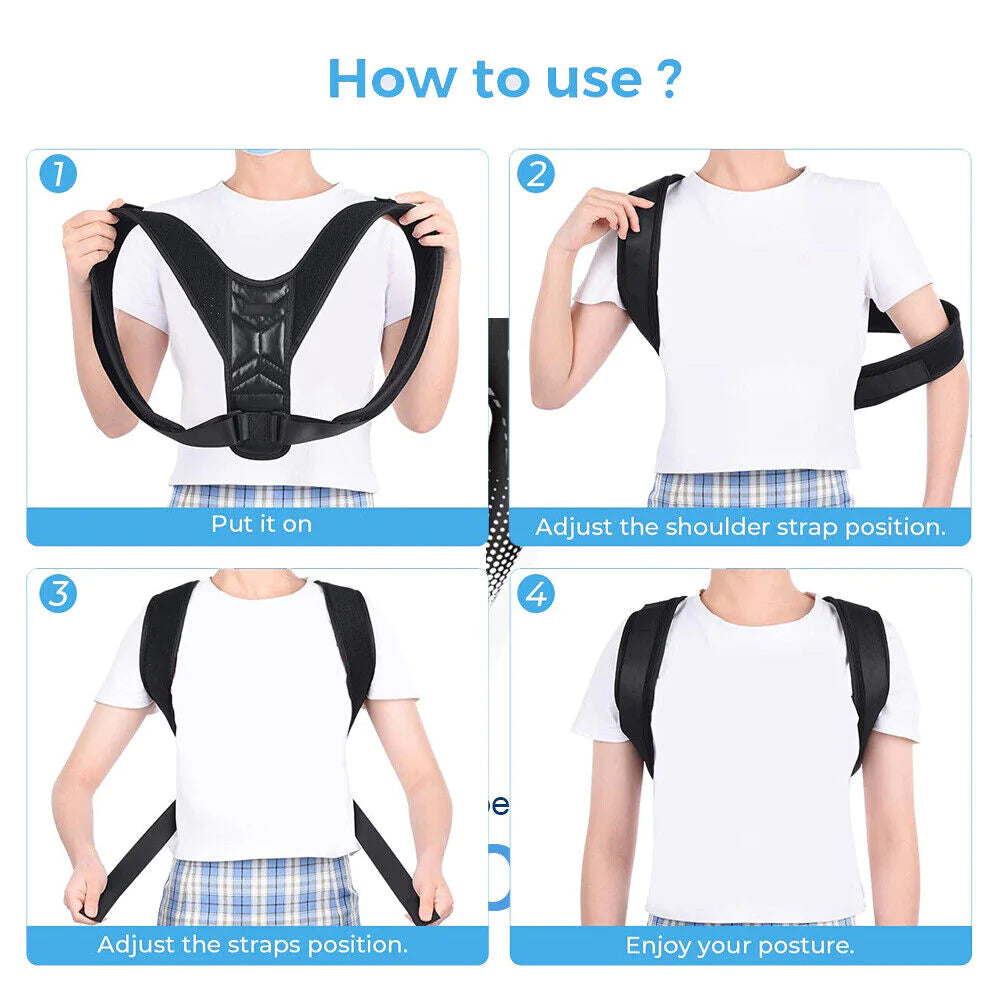 Adjustable Posture Corrector for Back & Shoulders – Clavicle Support Brace for Men & Women