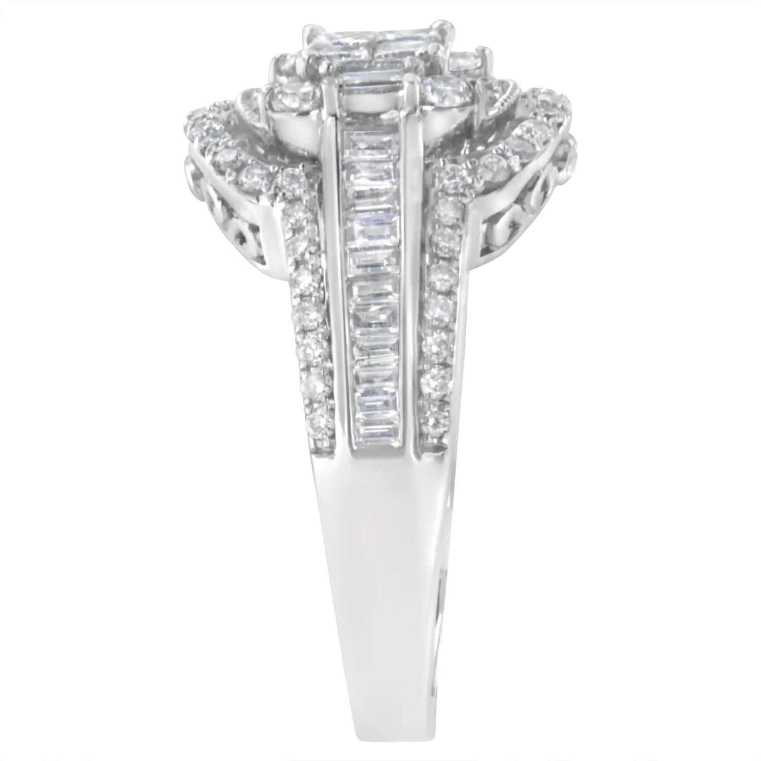 14KT White Gold Diamond Cocktail Ring (1 1/4 cttw, H-I Color, SI2-I1 Clarity)