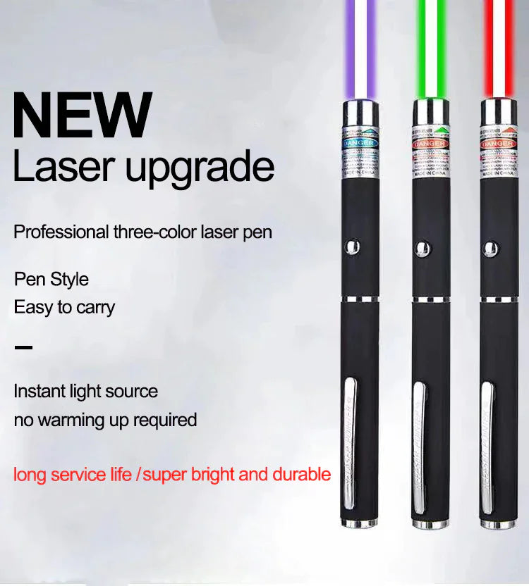 3 Packs 900 Mile Laser Pointer Pen Green Blue Red Light Visible Beam Laser