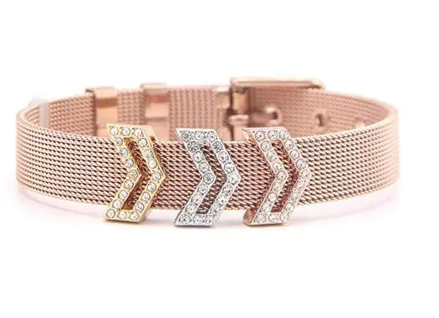 Stainless Steel Slider Bracelet- Rose Gold