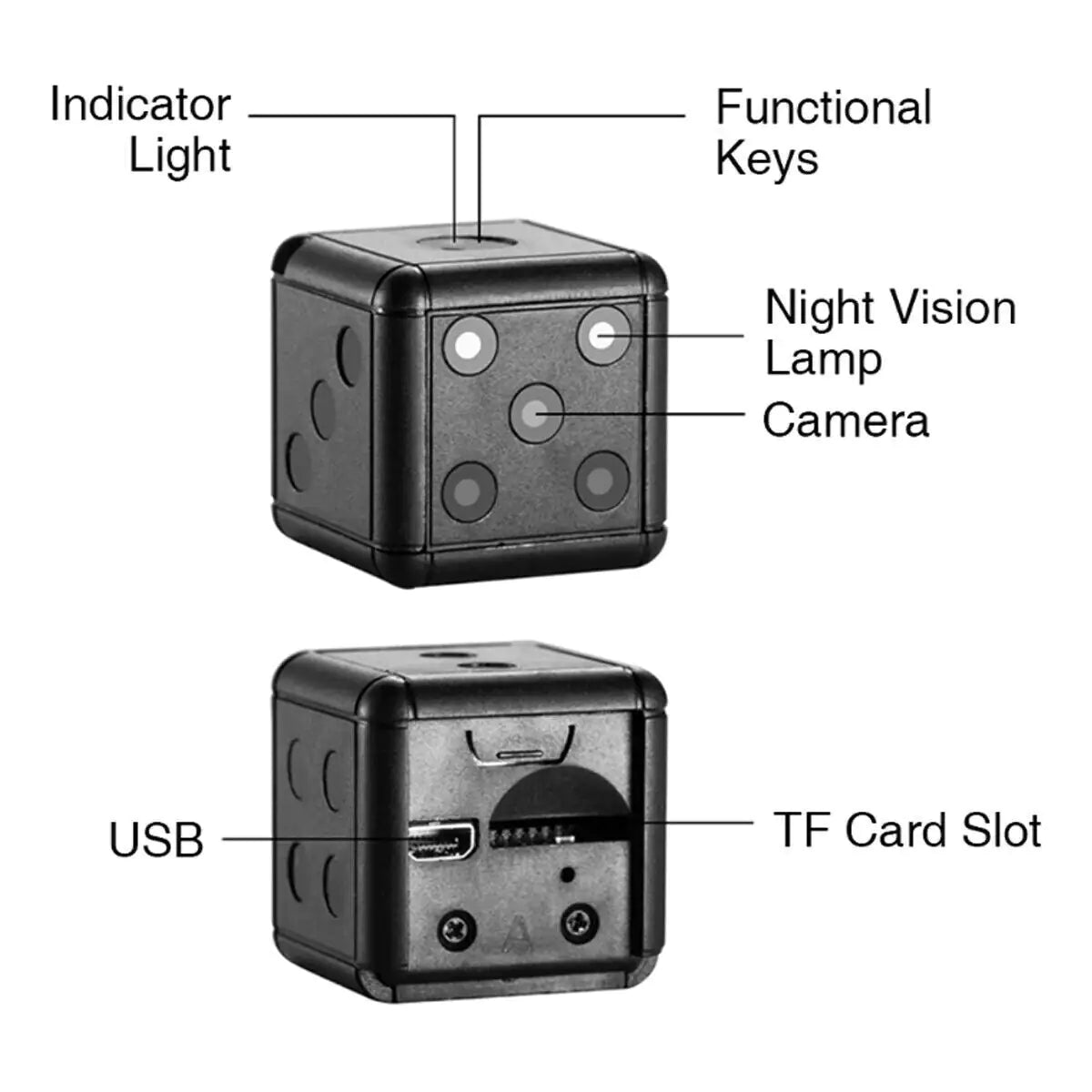 Mini Dice Camera Night Vision HD 1080P Motion Detection