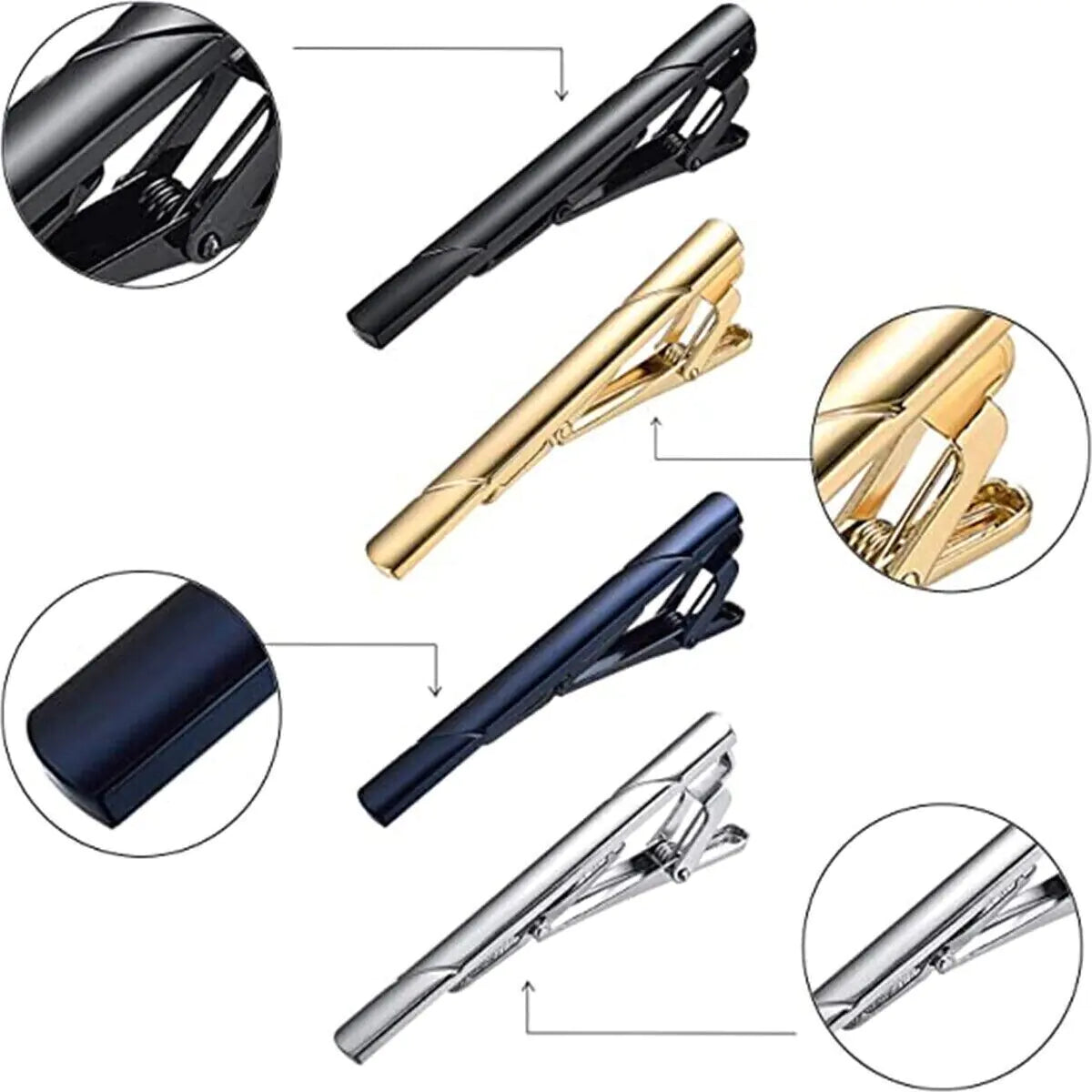 4PCS Mens Stainless Steel Tie Clip Necktie Bar Clasp Clamp Pin