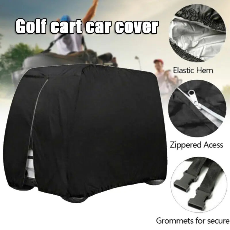 Waterproof 4-Passenger Golf Cart Cover with Zipper & Elastic Hem