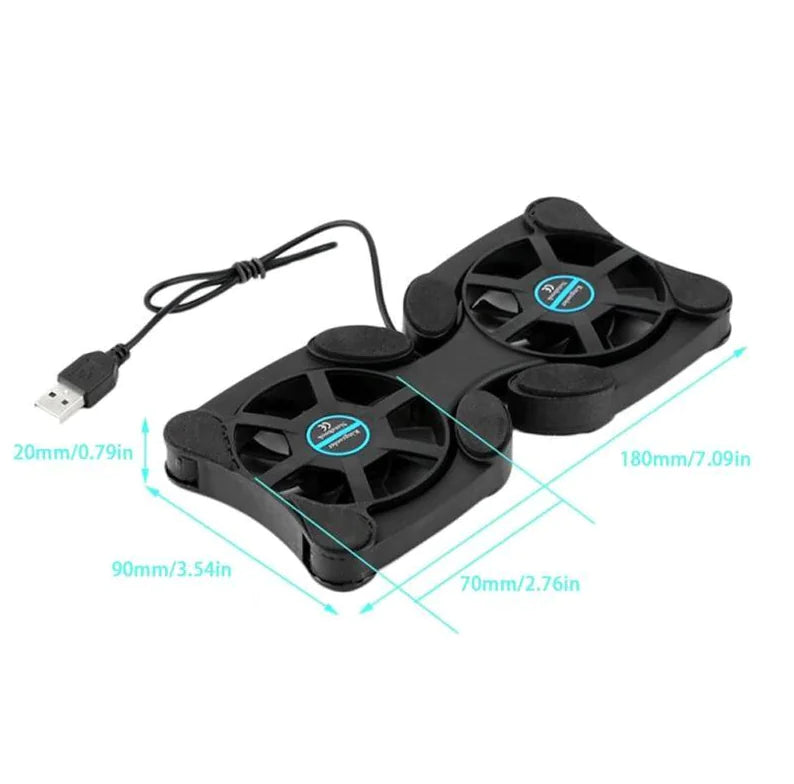 Dual USB Cooling Fan Pad Foldable Slim Fans Cooler Stand For Laptop & PC