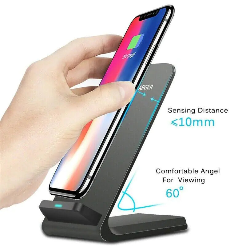 Qi Wireless Fast Charger Charging Pad Stand Dock For Samsung Galaxy & iPhones