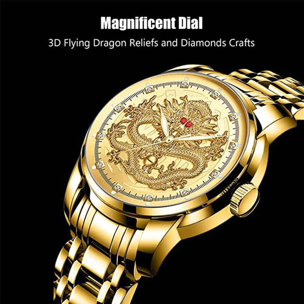 Business Gift Waterproof Gold Men's Diamond Quartz Watch