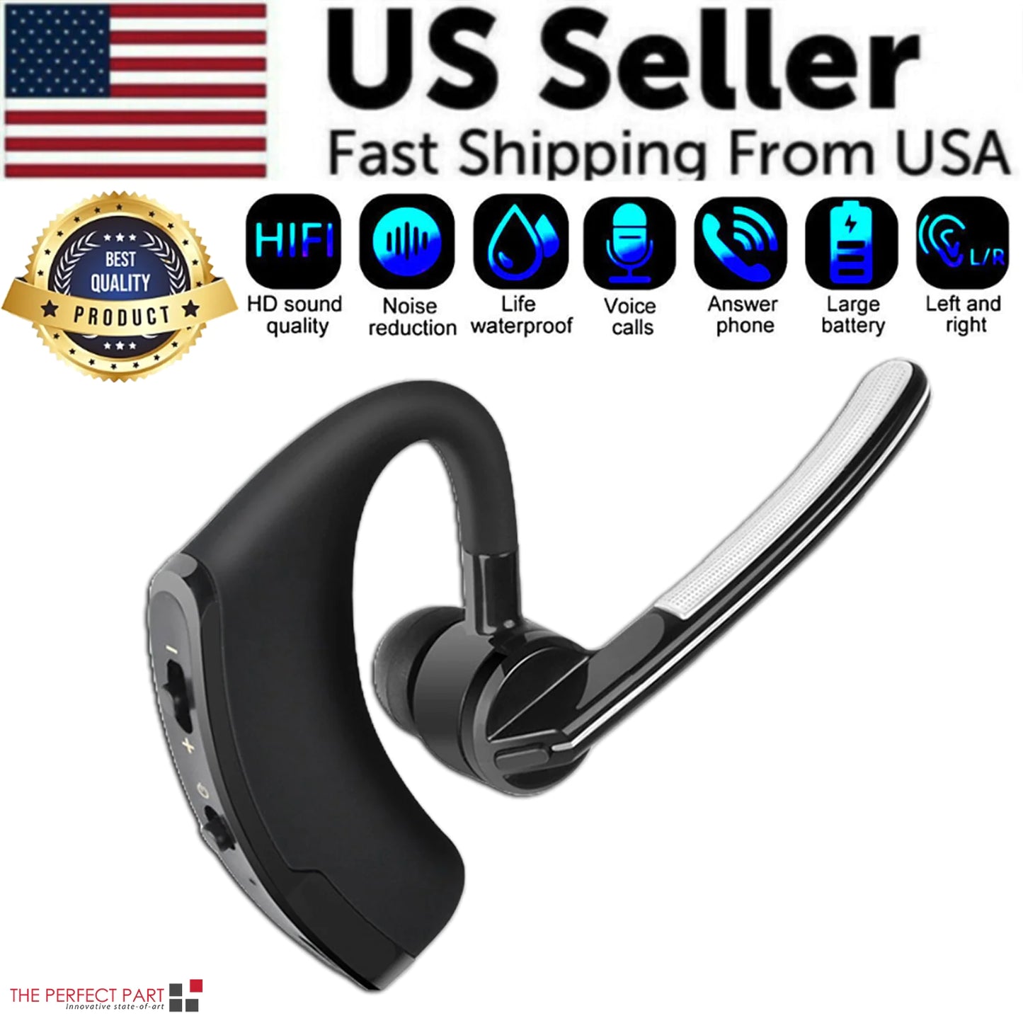 Bluetooth Earpiece Wireless Headset Noise Cancelling Headphones for Drivers & Truckers