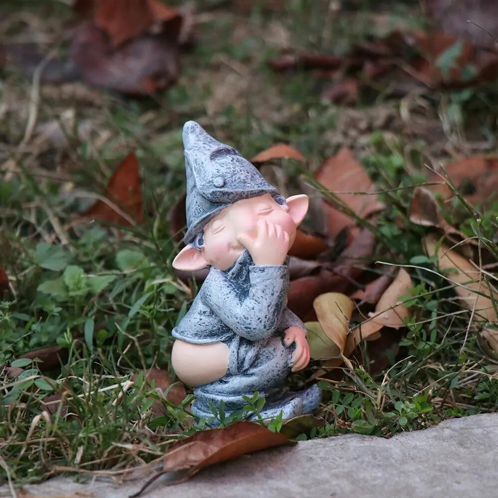 Pooping Naughty Gnome Miniature Statue Garden Ornament