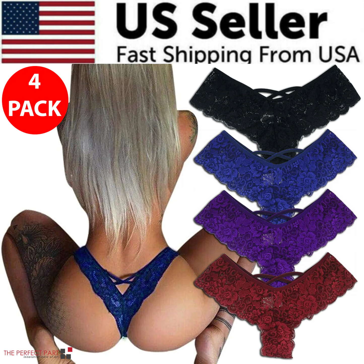 4 Pack Women Sexy Lace Underwear Lingerie