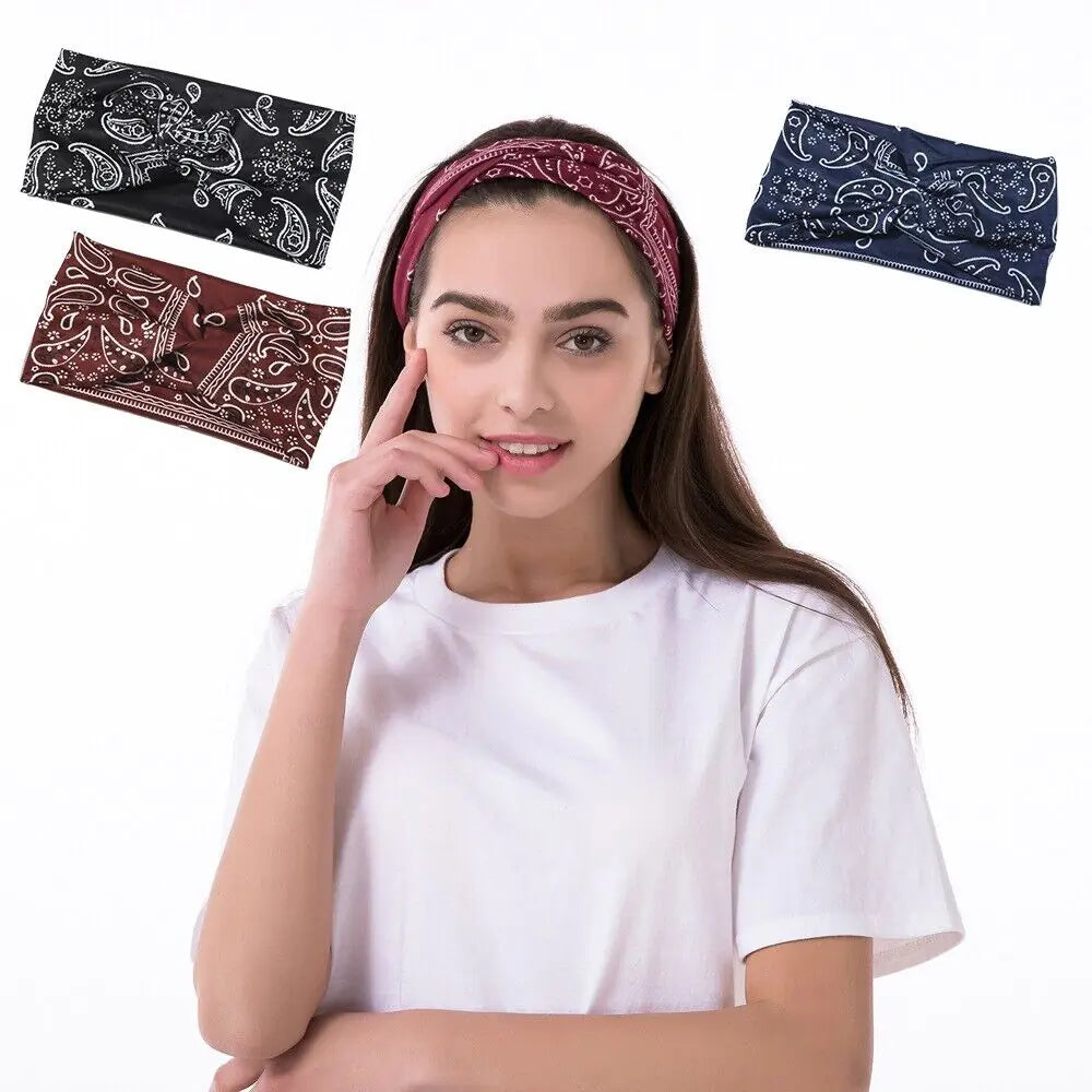 Boho Chic Knotted Headbands – 3PCS Leopard & Stripe Set