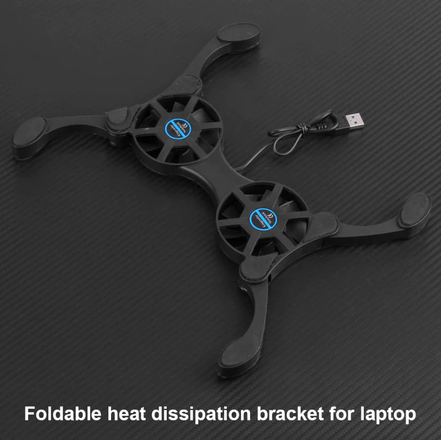 Dual USB Cooling Fan Pad Foldable Slim Fans Cooler Stand For Laptop & PC