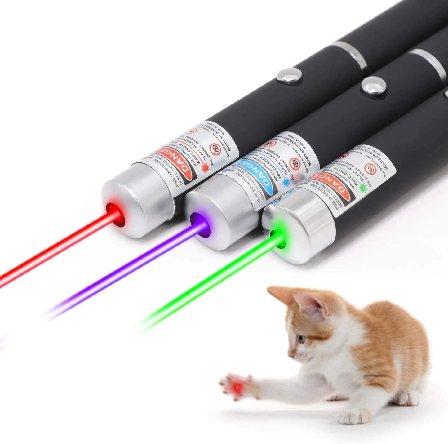 3 Packs 900 Mile Laser Pointer Pen Green Blue Red Light Visible Beam Laser