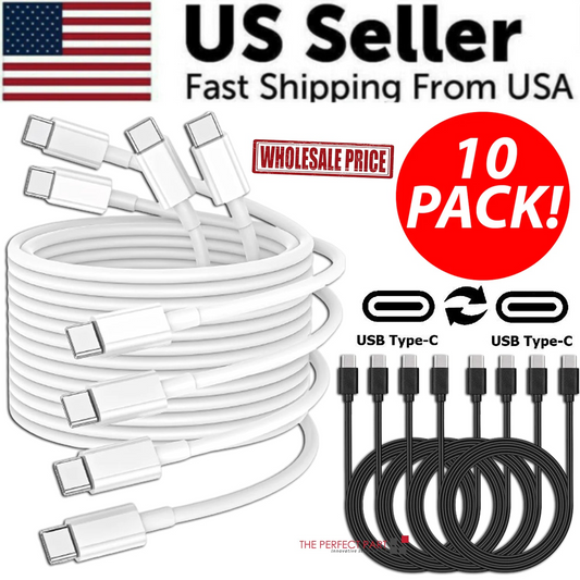 10 Pack For Samsung and iPhone 15 USB-C to USB-C Fast Charger