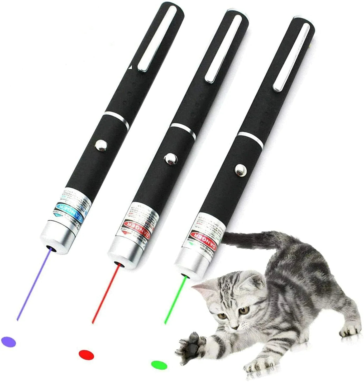 3 Packs 900 Mile Laser Pointer Pen Green Blue Red Light Visible Beam Laser