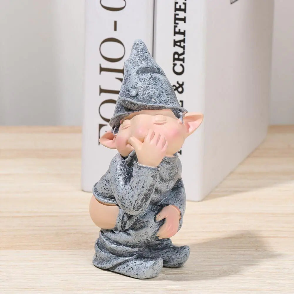 Pooping Naughty Gnome Miniature Statue Garden Ornament