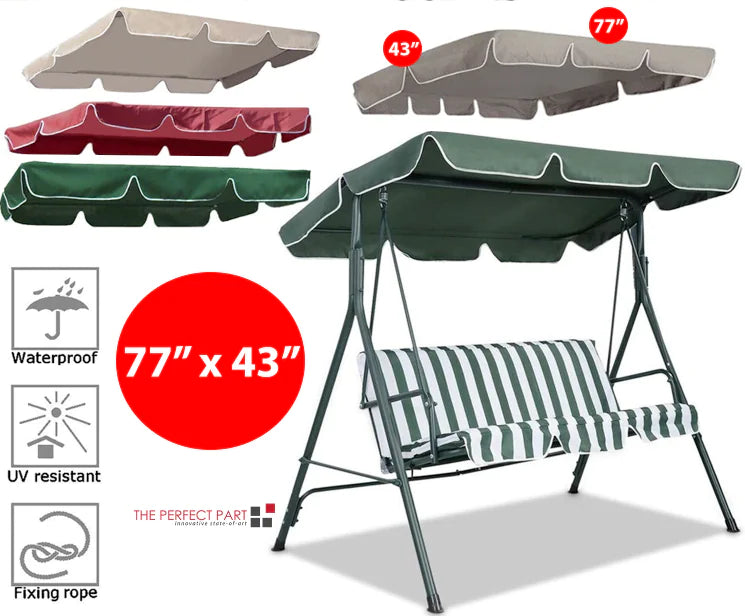 77"x43" Patio Swing Canopy Replacement Cover - Outdoor Porch Top