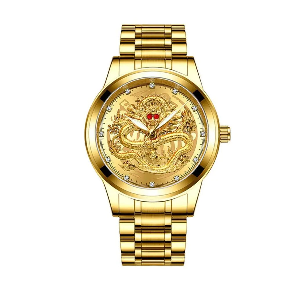 Business Gift Waterproof Gold Men's Diamond Quartz Watch