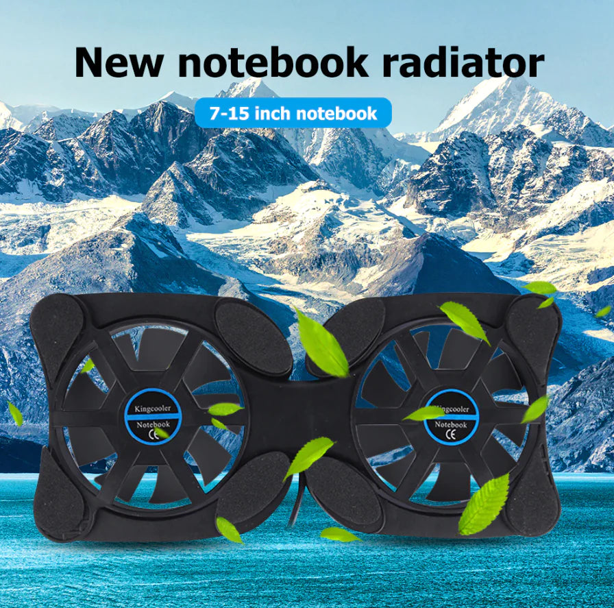 Dual USB Cooling Fan Pad Foldable Slim Fans Cooler Stand For Laptop & PC