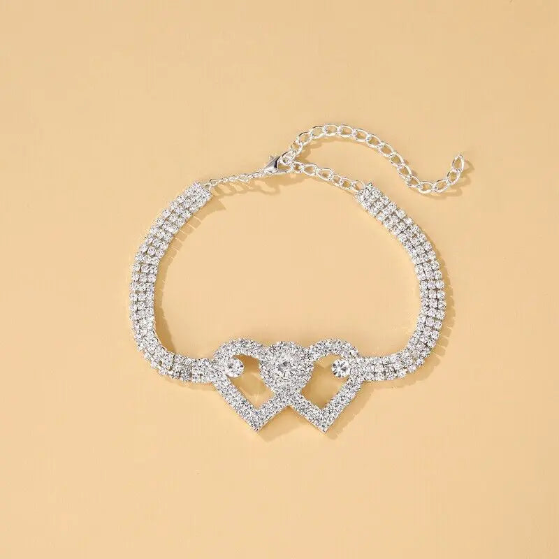 Double Heart Anklet Bracelet