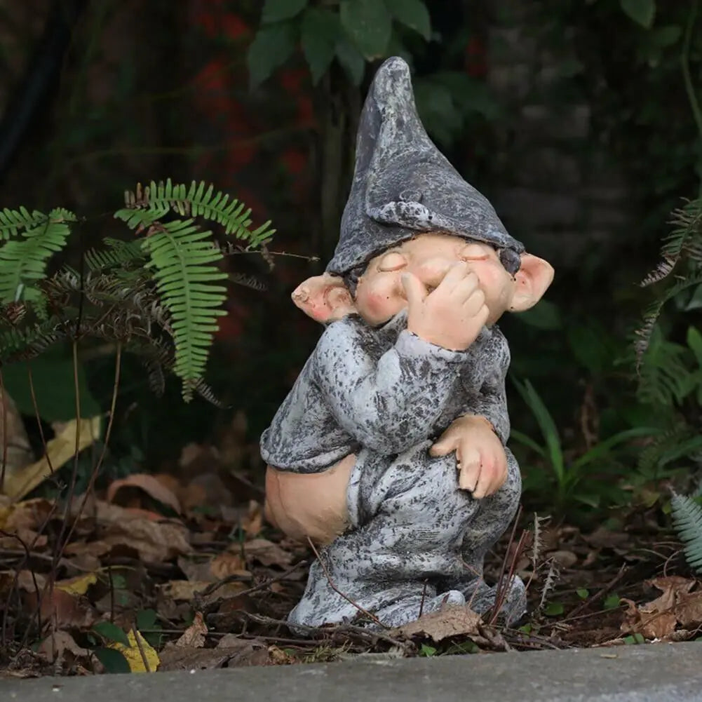 Pooping Naughty Gnome Miniature Statue Garden Ornament