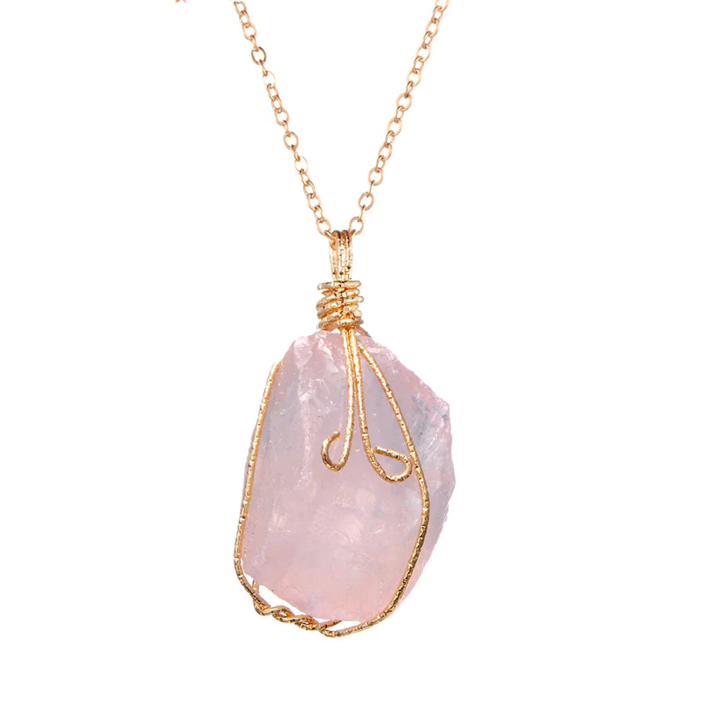 Natural Gemstone Necklace Healing Crystal with Chain