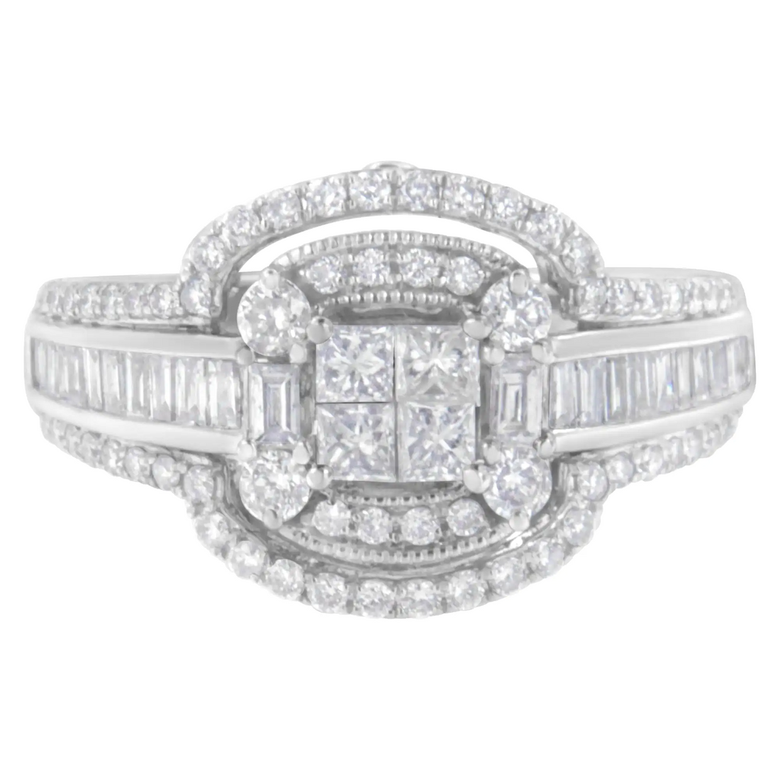 14KT White Gold Diamond Cocktail Ring (1 1/4 cttw, H-I Color, SI2-I1 Clarity)