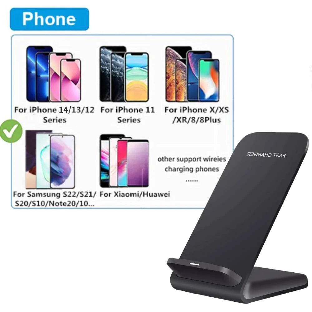 Qi Wireless Fast Charger Charging Pad Stand Dock For Samsung Galaxy & iPhones