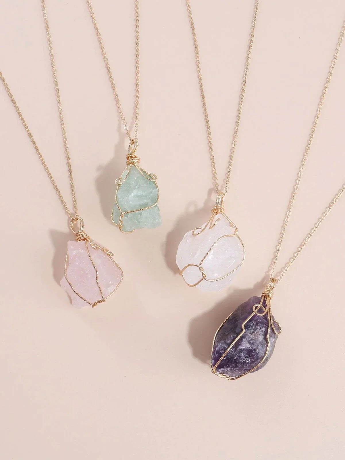 Natural Gemstone Necklace Healing Crystal with Chain