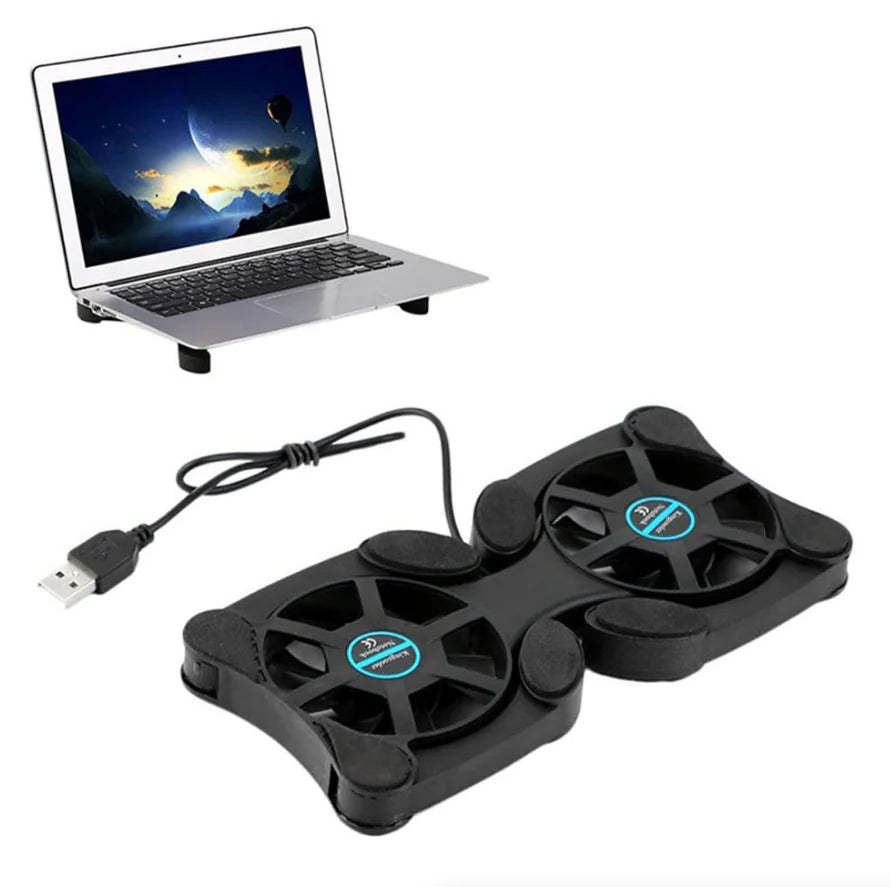 Dual USB Cooling Fan Pad Foldable Slim Fans Cooler Stand For Laptop & PC