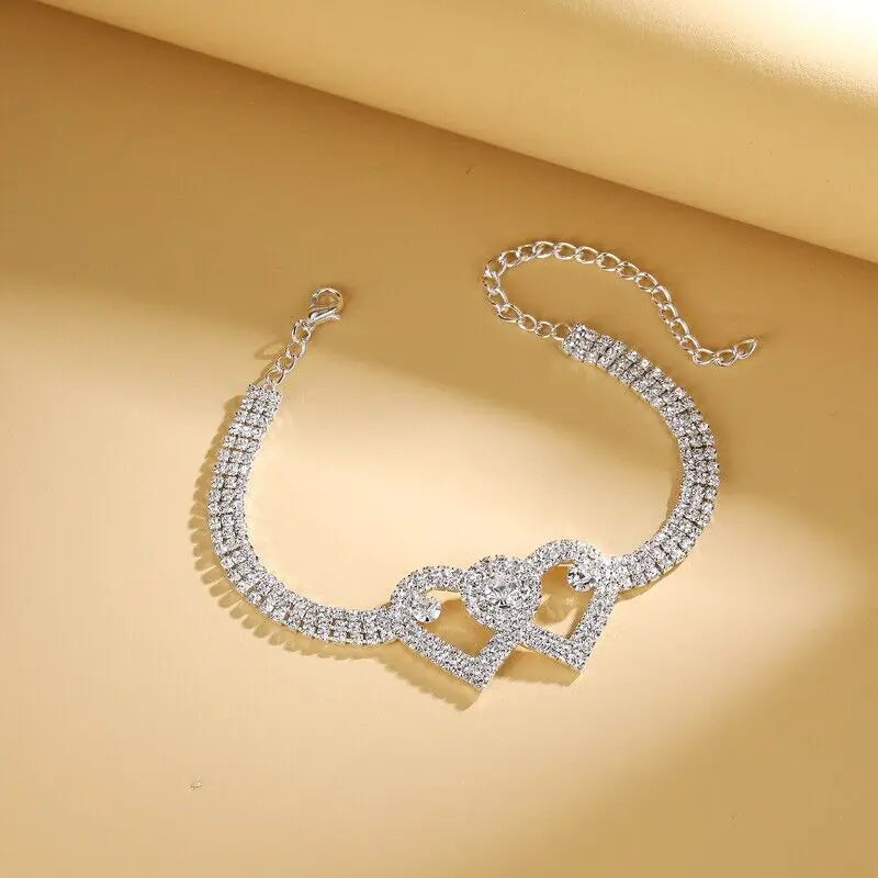 Double Heart Anklet Bracelet