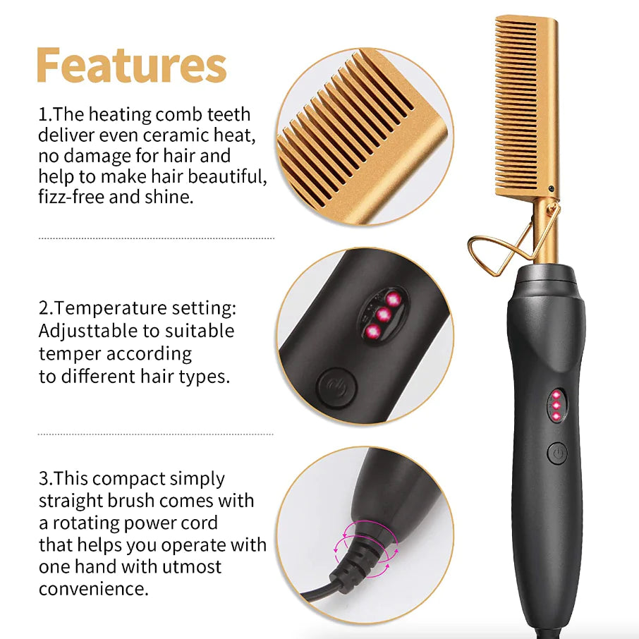 Hair Straightener Comb Pro Electric Beard Straightening Comb