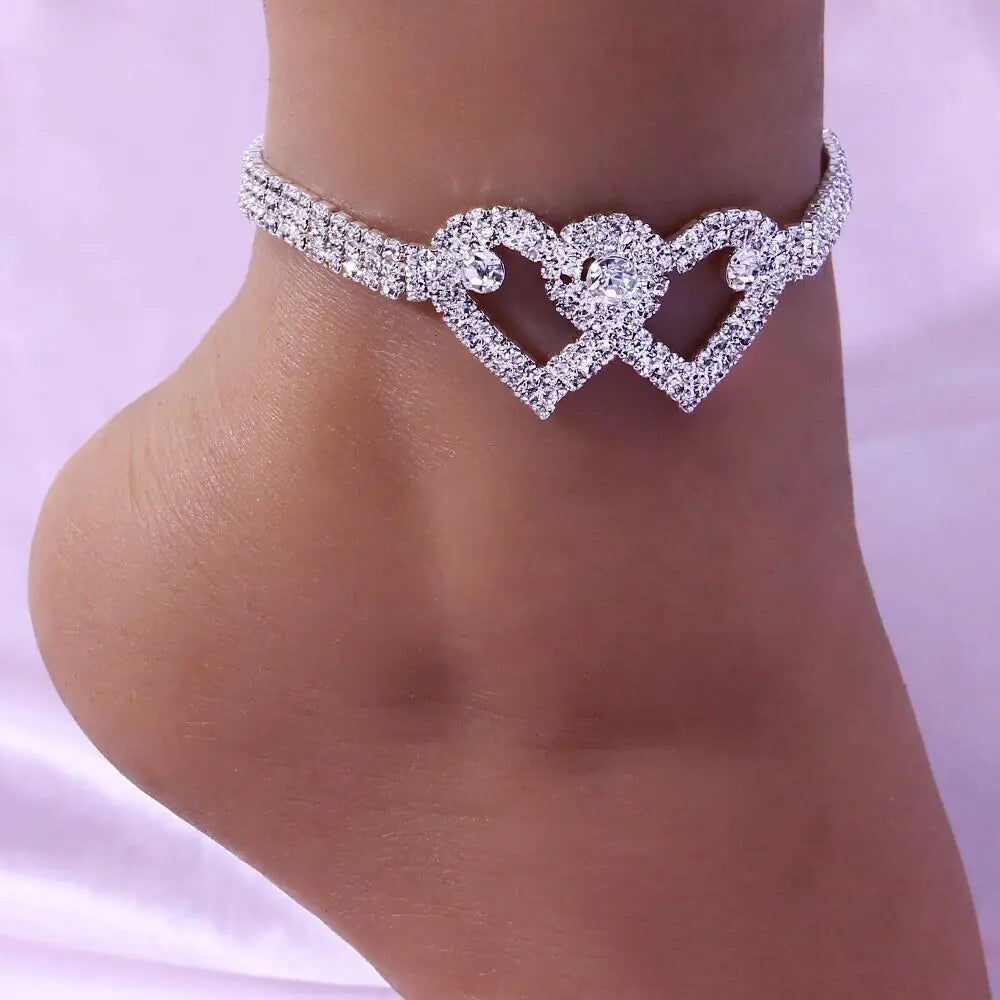 Double Heart Anklet Bracelet