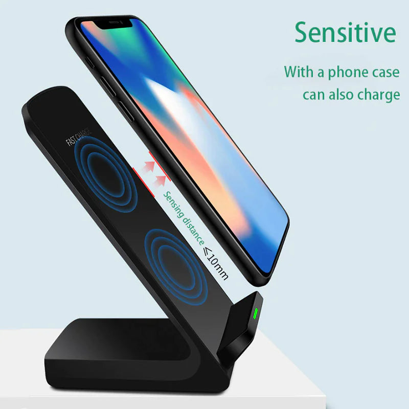 Qi Wireless Fast Charger Charging Pad Stand Dock For Samsung Galaxy & iPhones