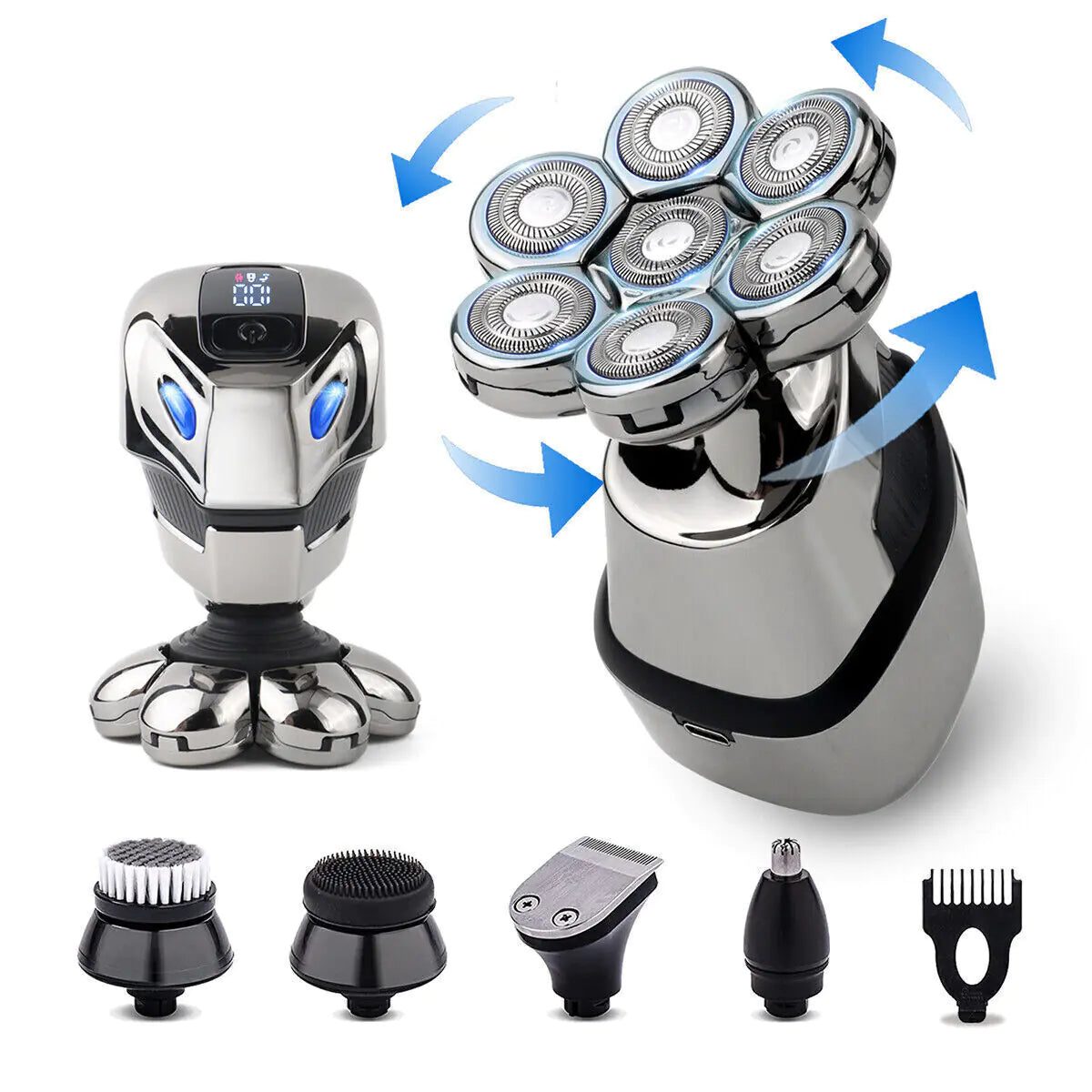 7D Cordless Men’s 5-In-1 Electric Head Shaver