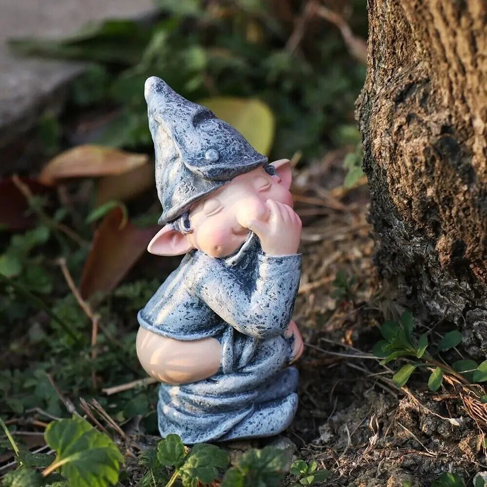 Pooping Naughty Gnome Miniature Statue Garden Ornament