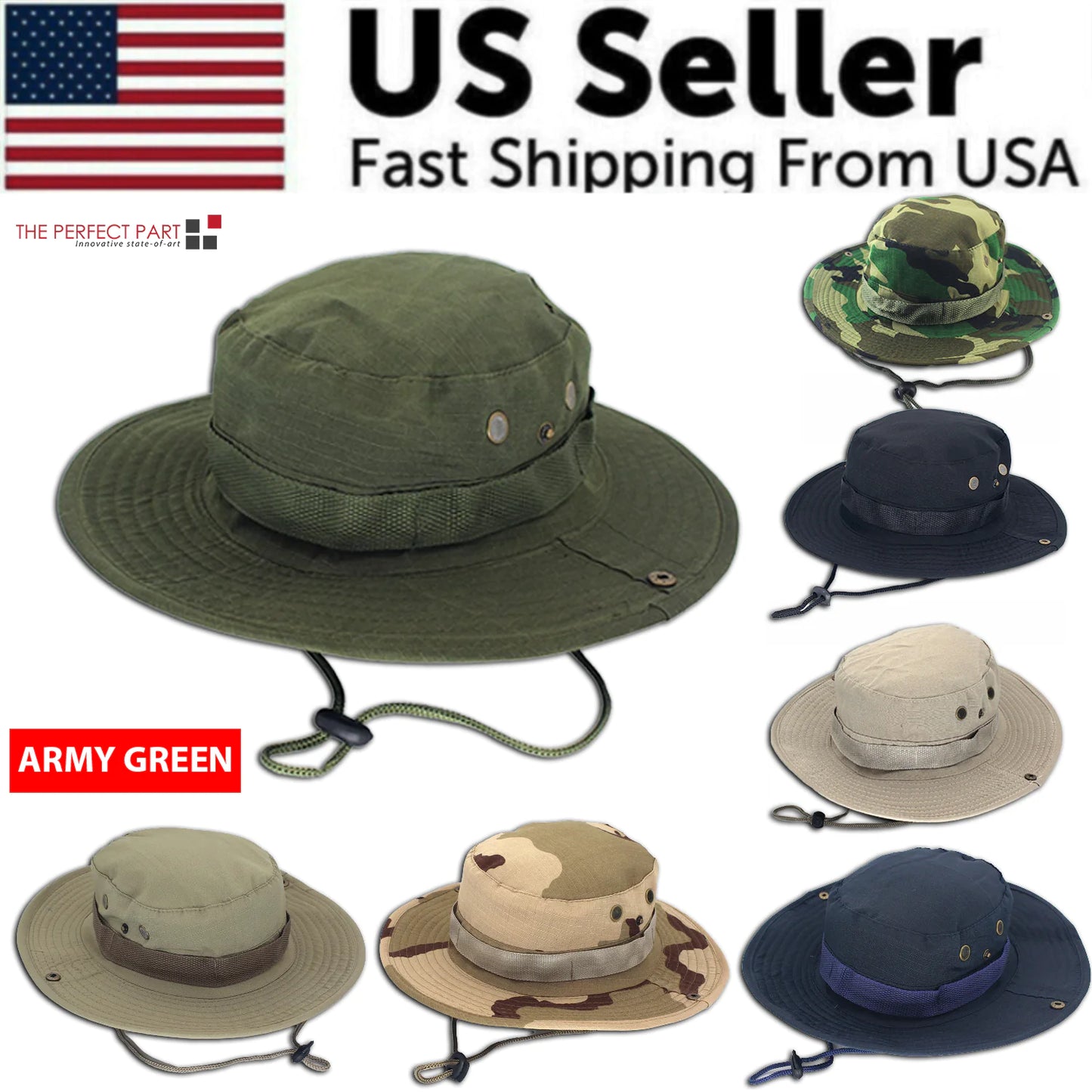 Outdoor Boonie Hat - Fishing, Hunting & Safari Wide Brim Sun Cap