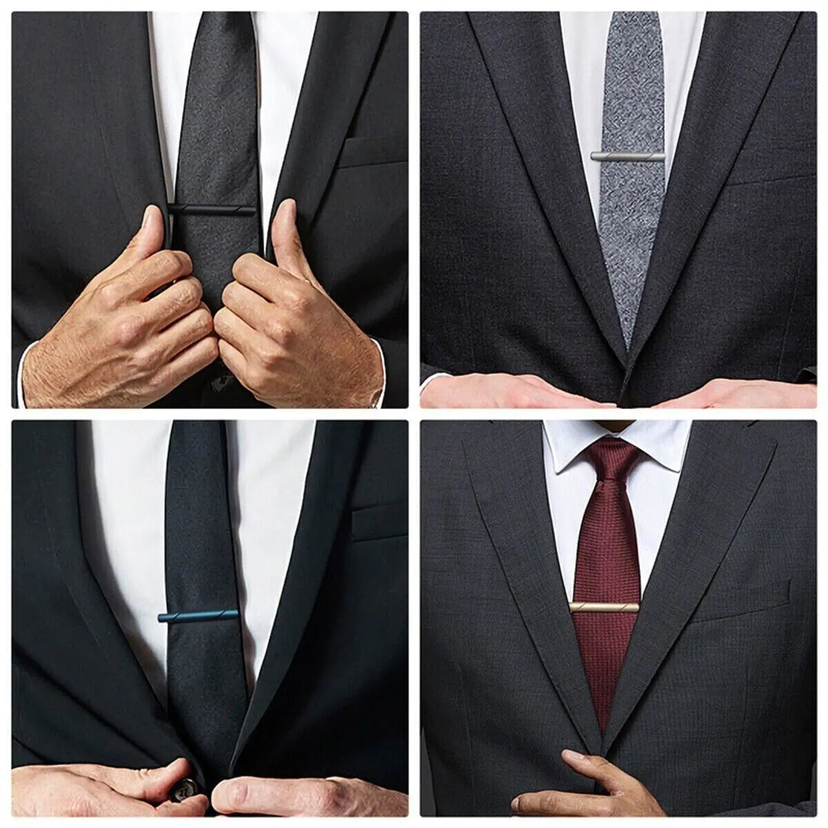 4PCS Mens Stainless Steel Tie Clip Necktie Bar Clasp Clamp Pin