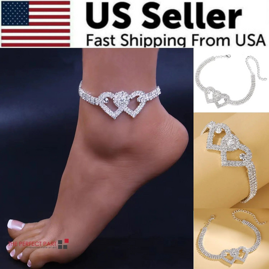 Double Heart Anklet Bracelet