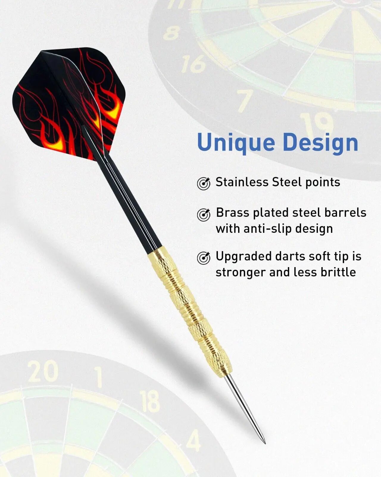 5 Set Professional Steel Tip Darts with Slim Barrels & Flights