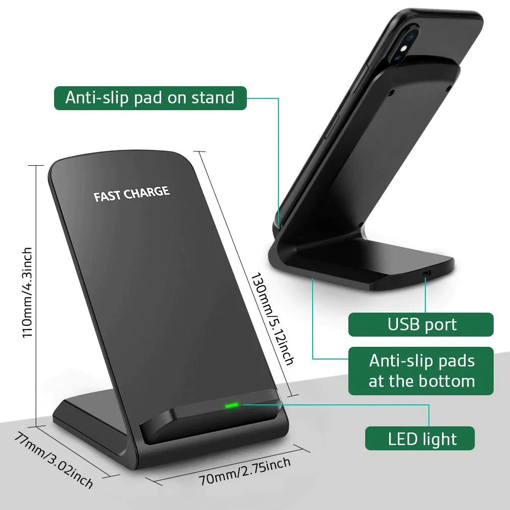 Qi Wireless Fast Charger Charging Pad Stand Dock For Samsung Galaxy & iPhones