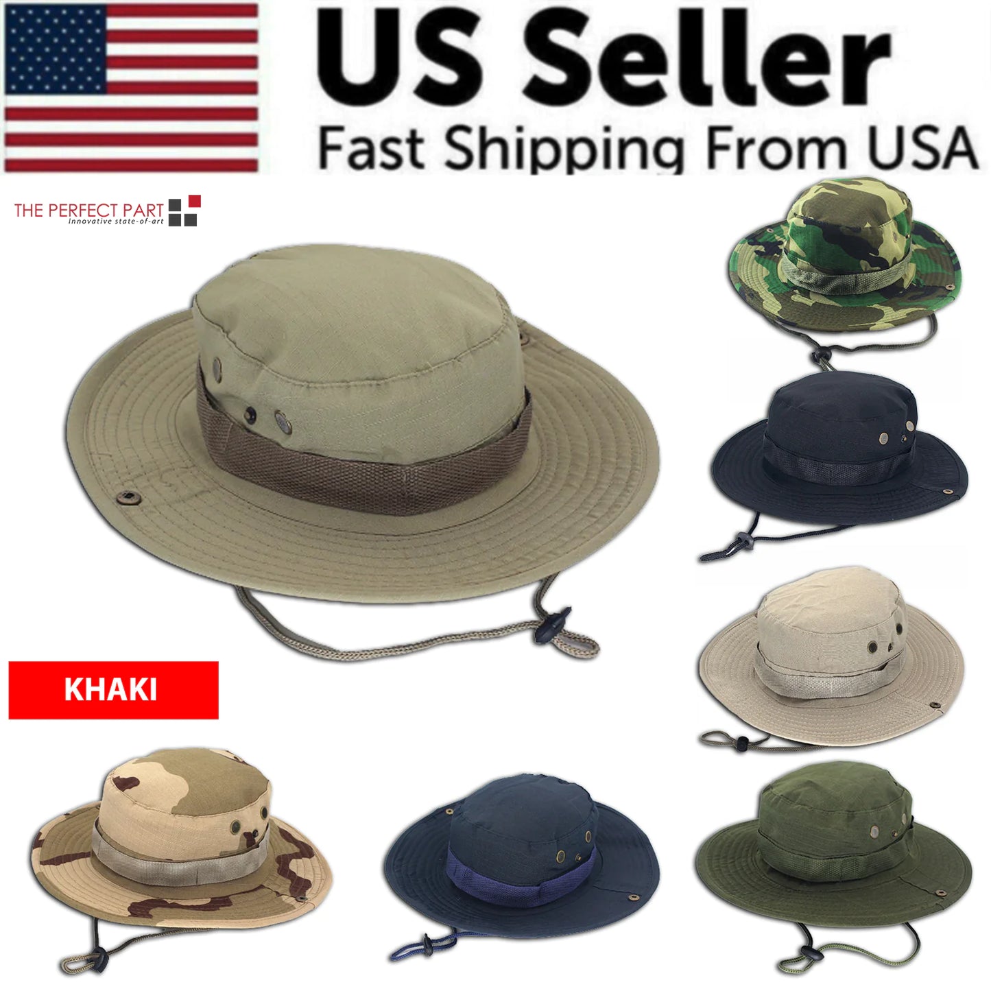 Outdoor Boonie Hat - Fishing, Hunting & Safari Wide Brim Sun Cap