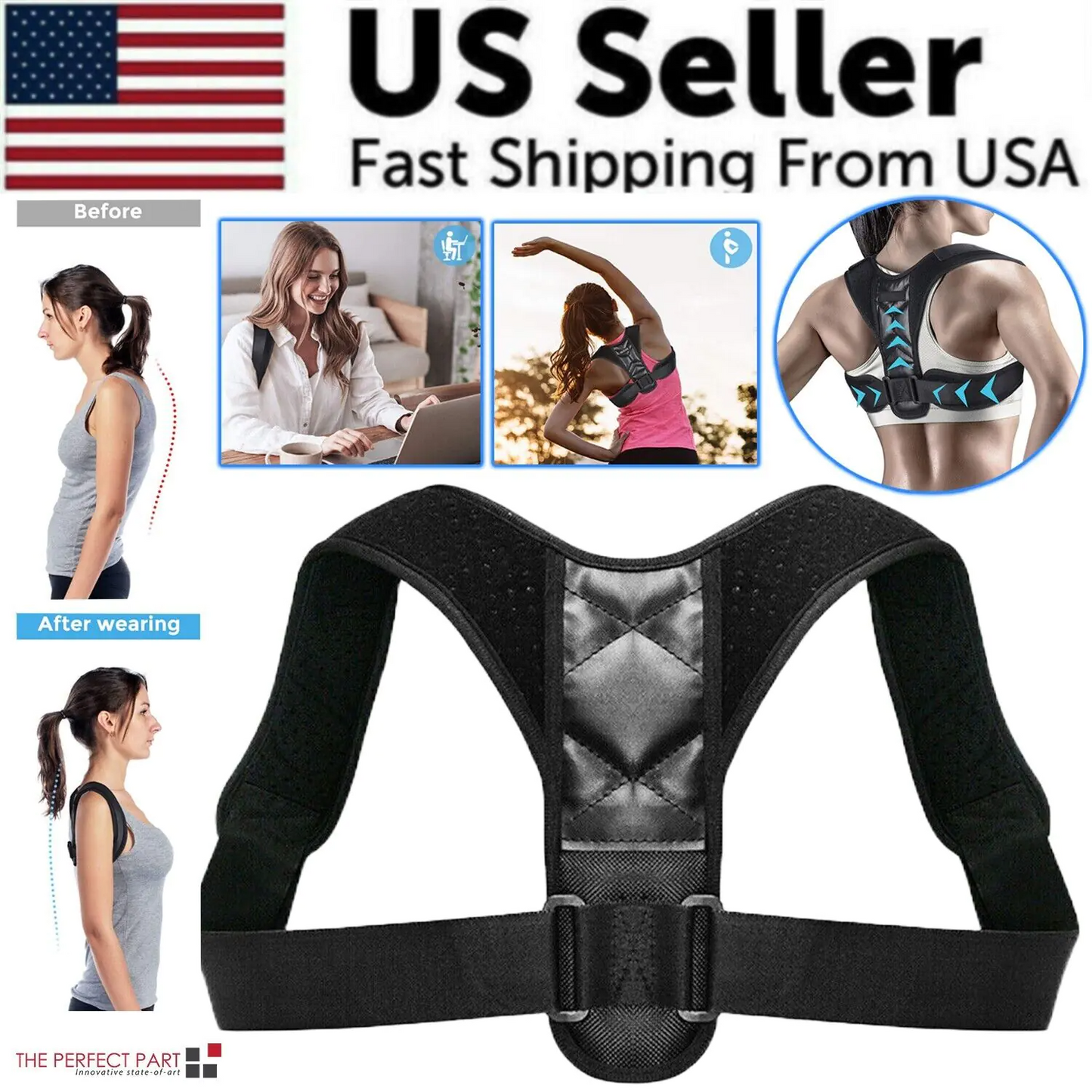 Adjustable Posture Corrector for Back & Shoulders – Clavicle Support Brace for Men & Women