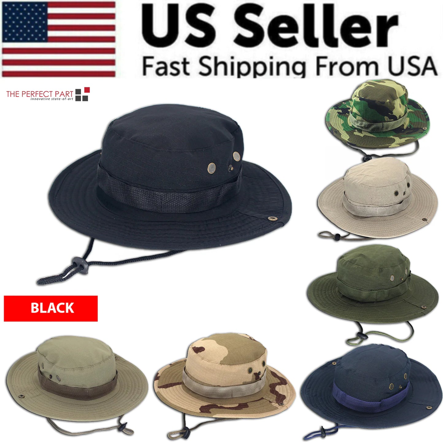 Outdoor Boonie Hat - Fishing, Hunting & Safari Wide Brim Sun Cap