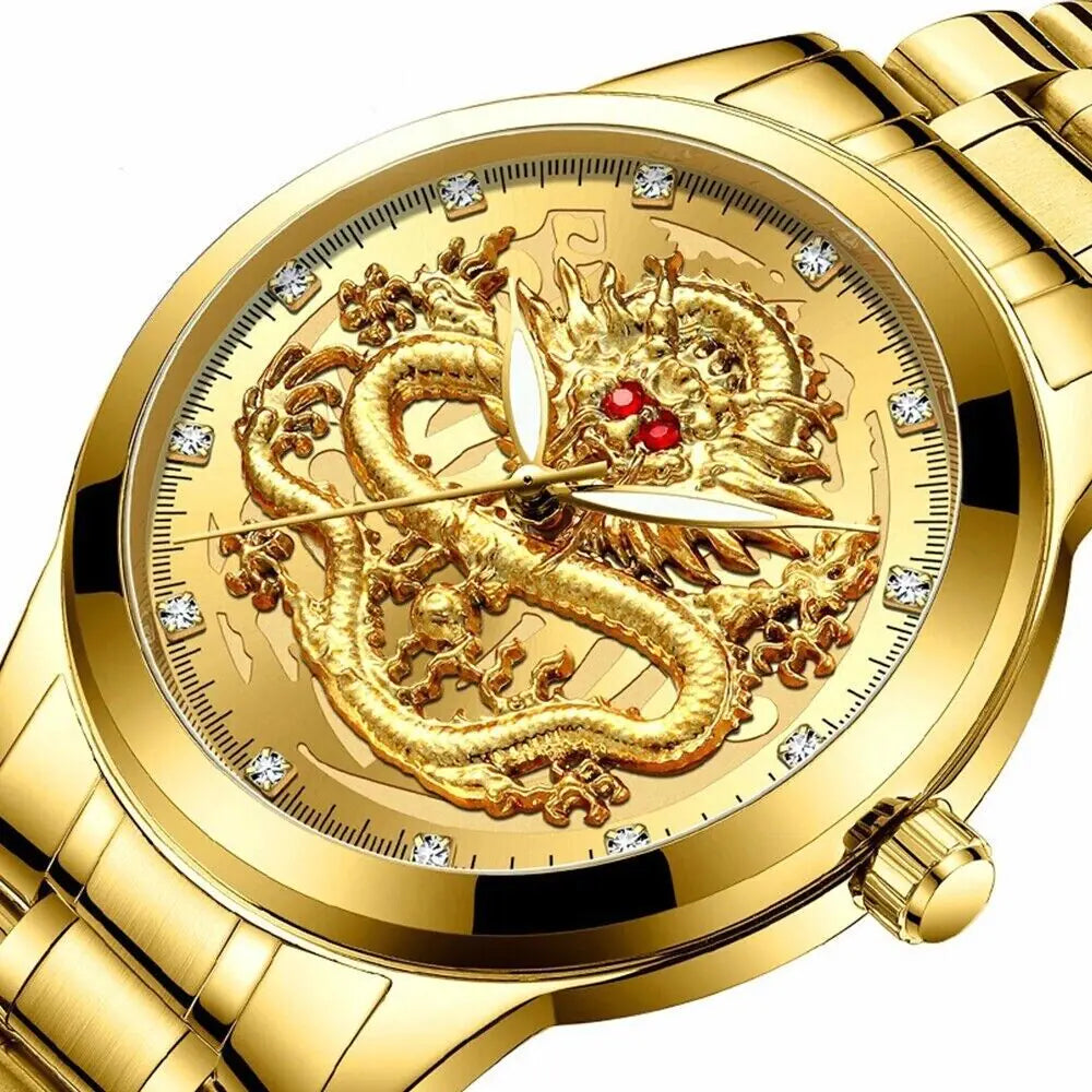 Business Gift Waterproof Gold Men's Diamond Quartz Watch