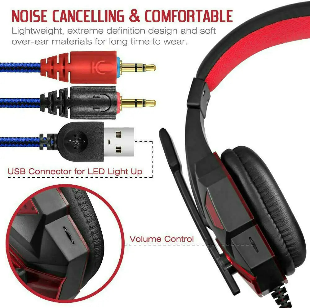 3.5mm Gaming Headset LED Headphones