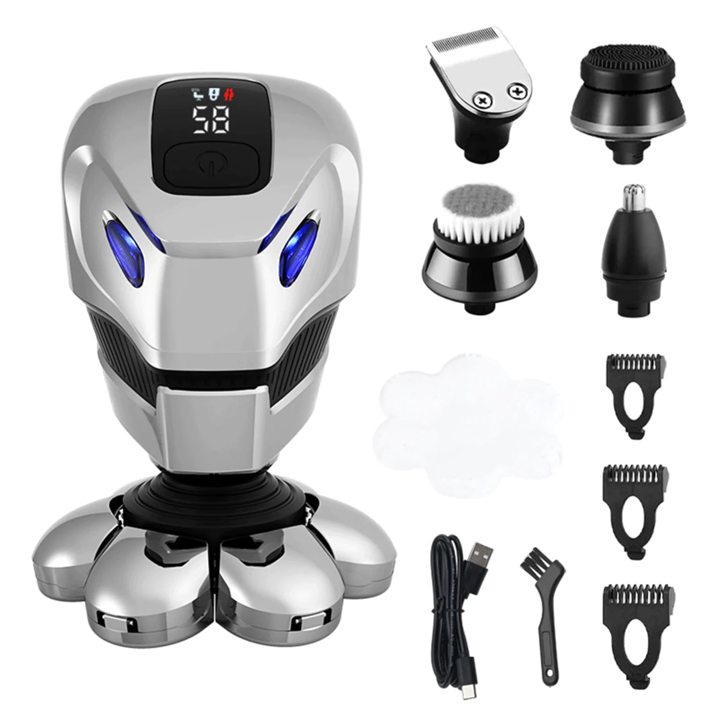 7D Cordless Men’s 5-In-1 Electric Head Shaver