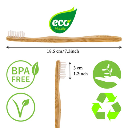 Bamboo Toothbrush Set 5-Pack - Bamboo Toothbrushes with Medium Bristles for Adults - Eco-Friendly, Biodegradable, Natural Wooden Toothbrushes