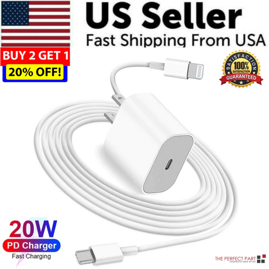 2024 20W USB-C Fast Charger PD Adapter Cable For iPhone 14/13/12/11 XR Pro iPad